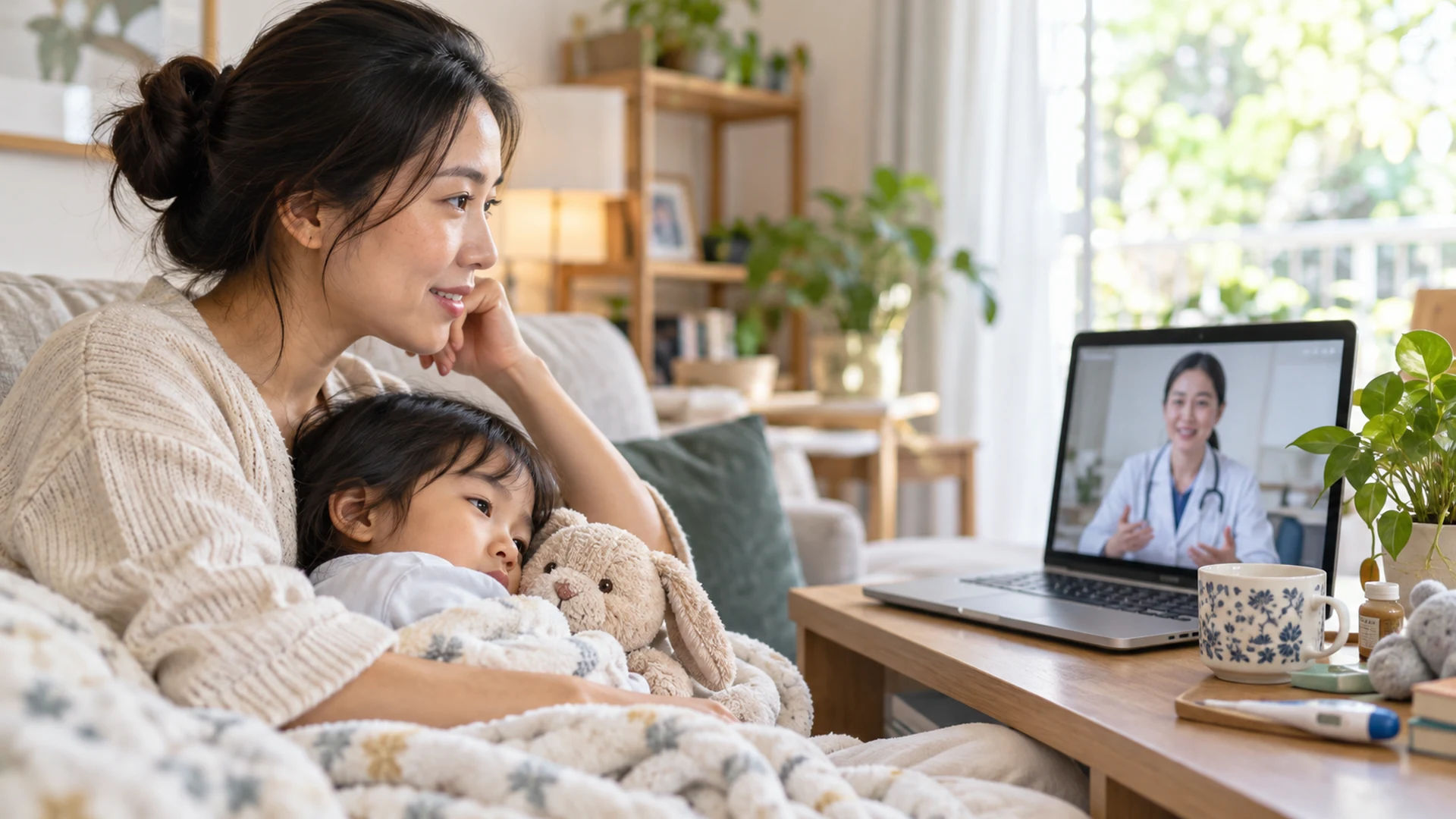 Mẹ tư vấn trực tuyến với bác sĩ nhi tại nhà