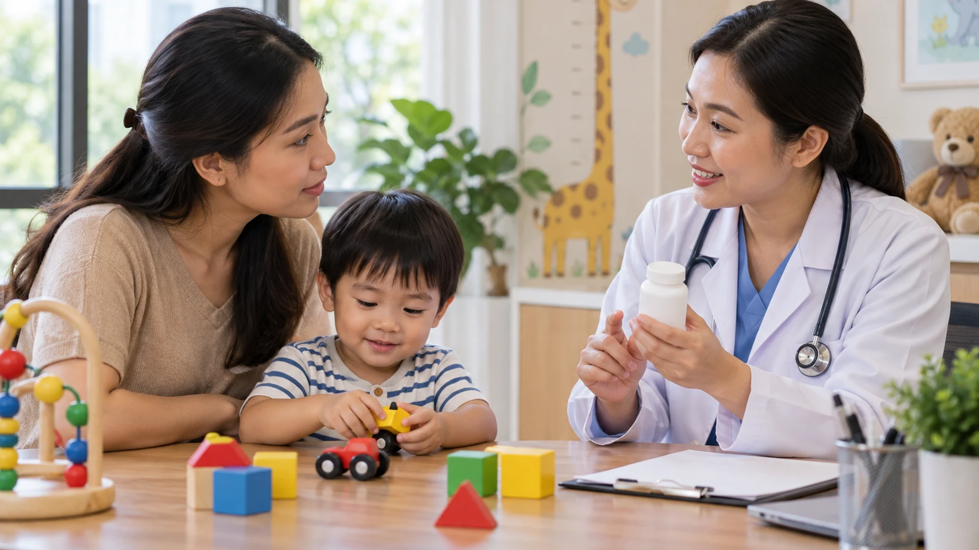 Cha mẹ hỏi bác sĩ trước khi cho trẻ dùng thuốc