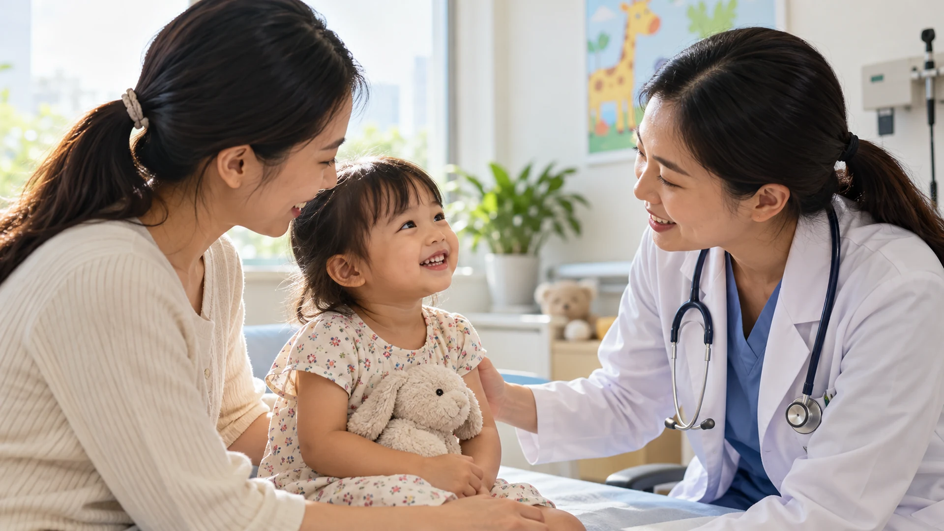 Bác sĩ động viên mẹ và trẻ